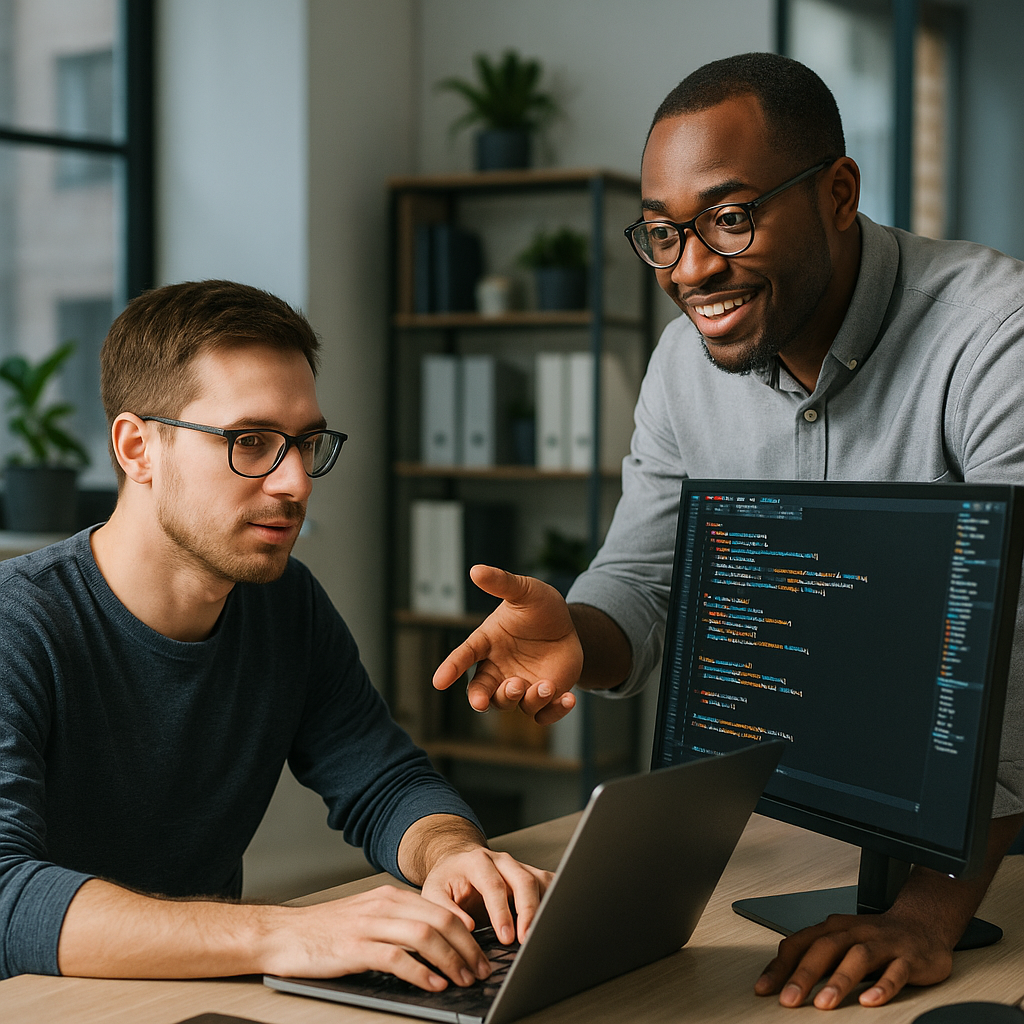 Professional developer coding